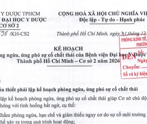 Kế hoạch phòng ngừa, ứng phó sự cố chất thải của Bệnh viện Đại học Y Dược Thành phố Hồ Chí Minh -  Cơ sở 2 năm 2026